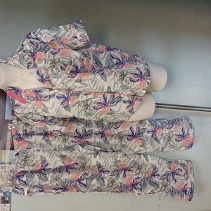 Womens isaac mizrahi pajama set size M pants size L top floral NEW WITH TAGS